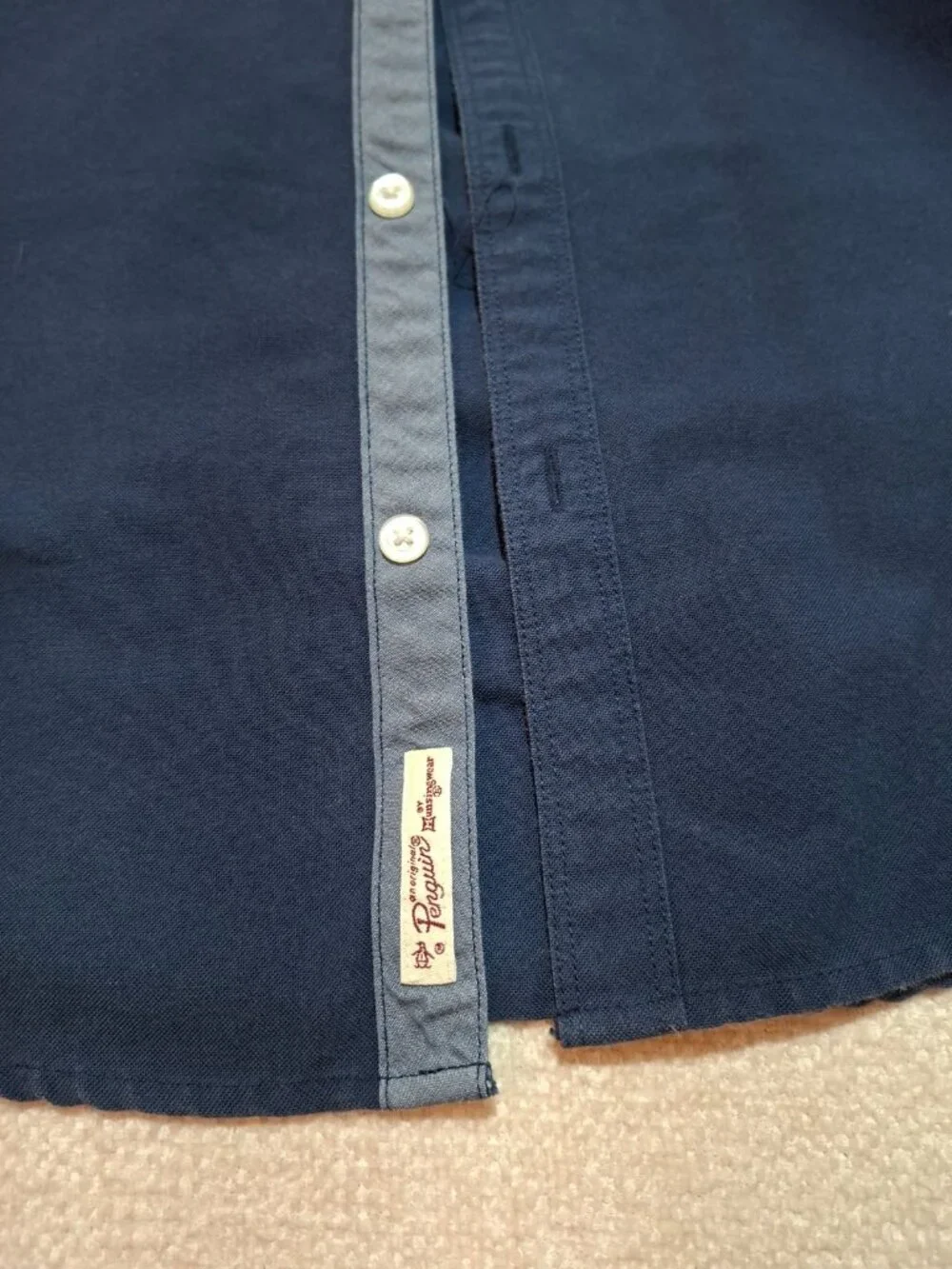 Original Penguin Heritage Slim Fit Blue Button Up Shirt Men's M